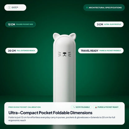 ZacPets™ Pocket Fur Roller - Precision 12cm Foldable Dimensions & Purse Ready