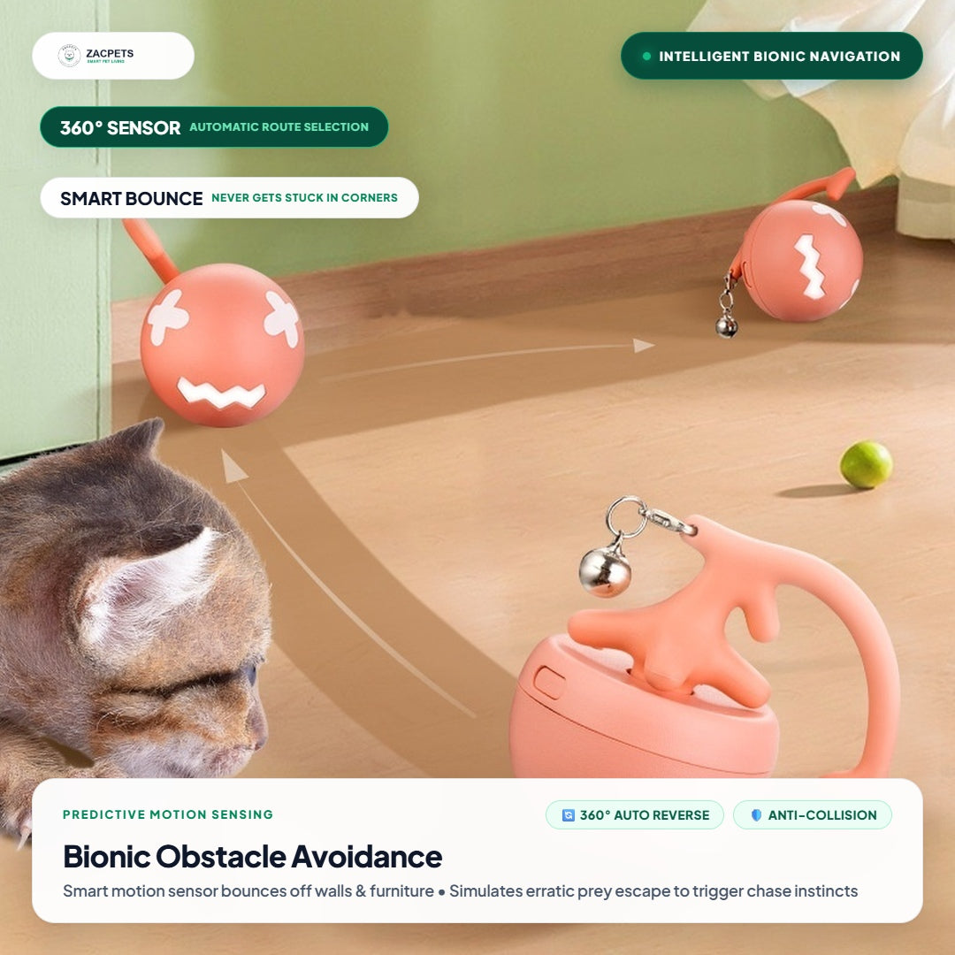 ZacPets™ Smart Motion Ball - Bionic Obstacle Avoidance & Smart 360 Reverse