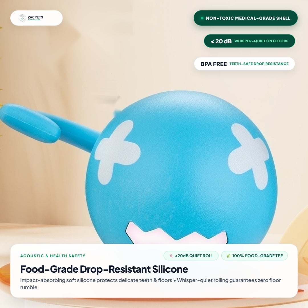 ZacPets™ Smart Motion Ball - Food-Grade Drop-Resistant Silicone Whisper Quiet