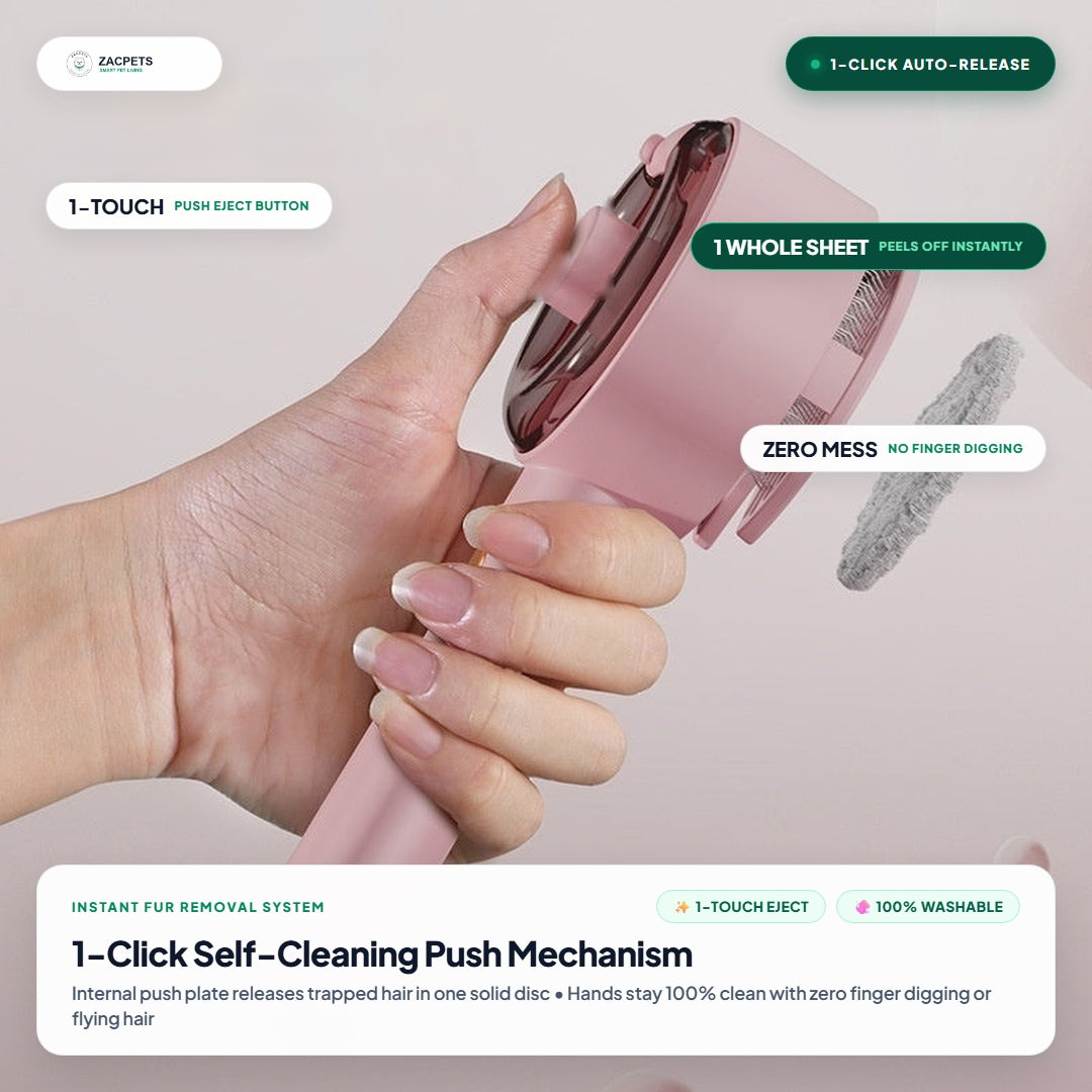 ZacPets™ Steamy Brush - 1-Click Self-Cleaning Push Fur Release Mechanism