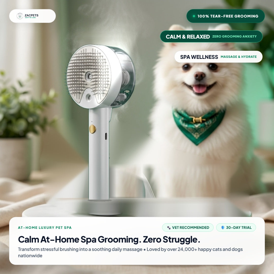 ZacPets™ Steamy Brush - Relaxed In-Home Spa Grooming Experience Zero Anxiety