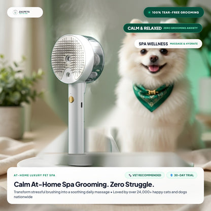 ZacPets™ Steamy Brush - Relaxed In-Home Spa Grooming Experience Zero Anxiety