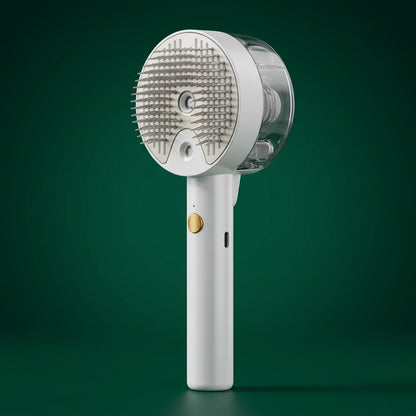 ZacPets™ 3-in-1 Self-Cleaning Steamy Grooming Brush - Ceramic White Edition