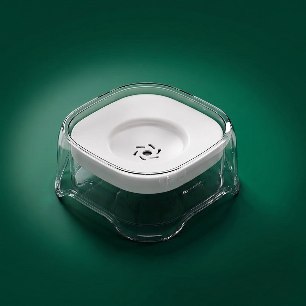 ZacPets Smart Anti-Splash Floating Water Bowl - Ivory White